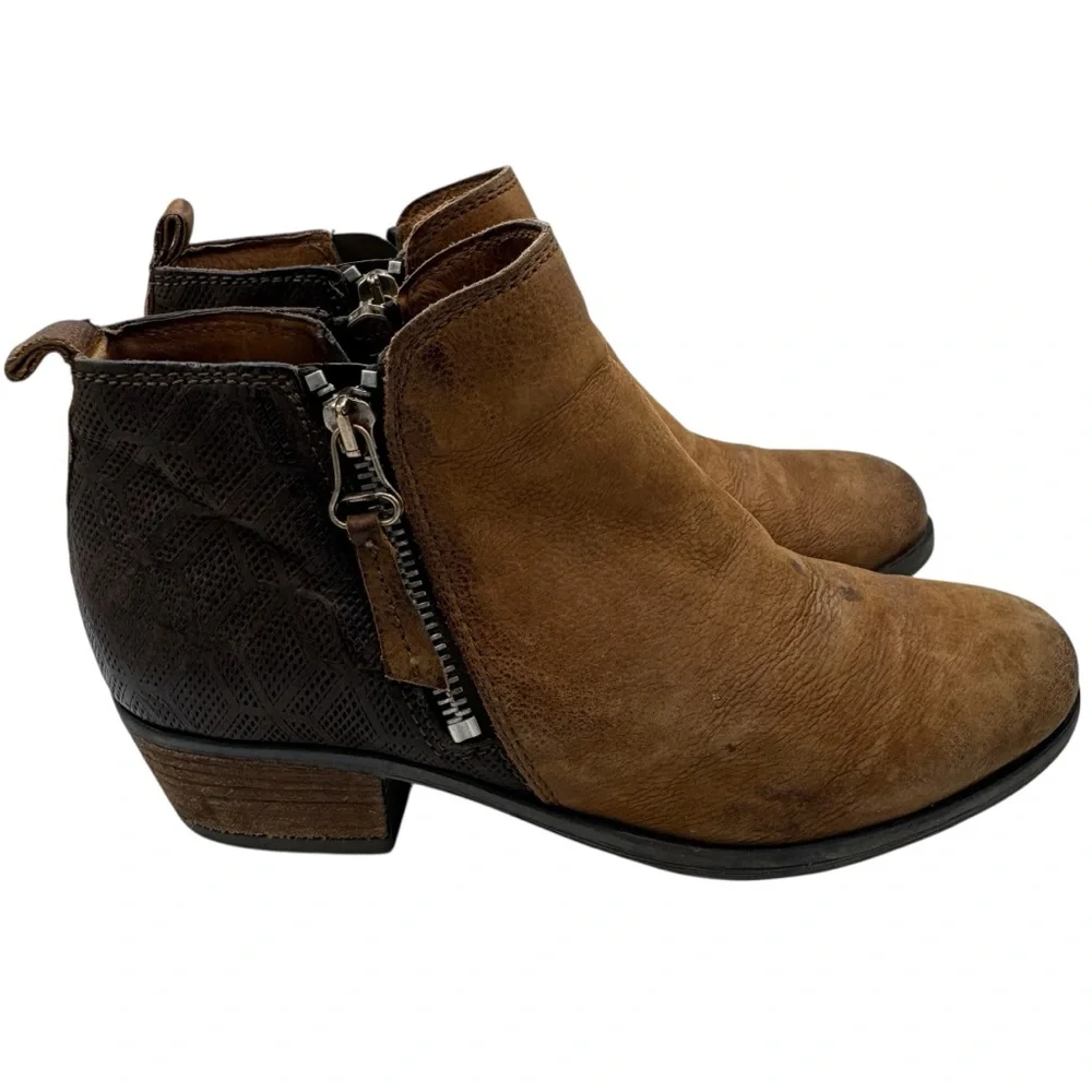 Miz Mooz Tan and Brown Leather Ankle Booties - Size 37/ US 6.5-7